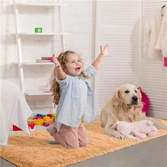 Soft Shag Runner Rug for Bedroom,2x6 Feet Fluffy Rugs with Non-Slip Bottom,Camel - Picture 2 of 6